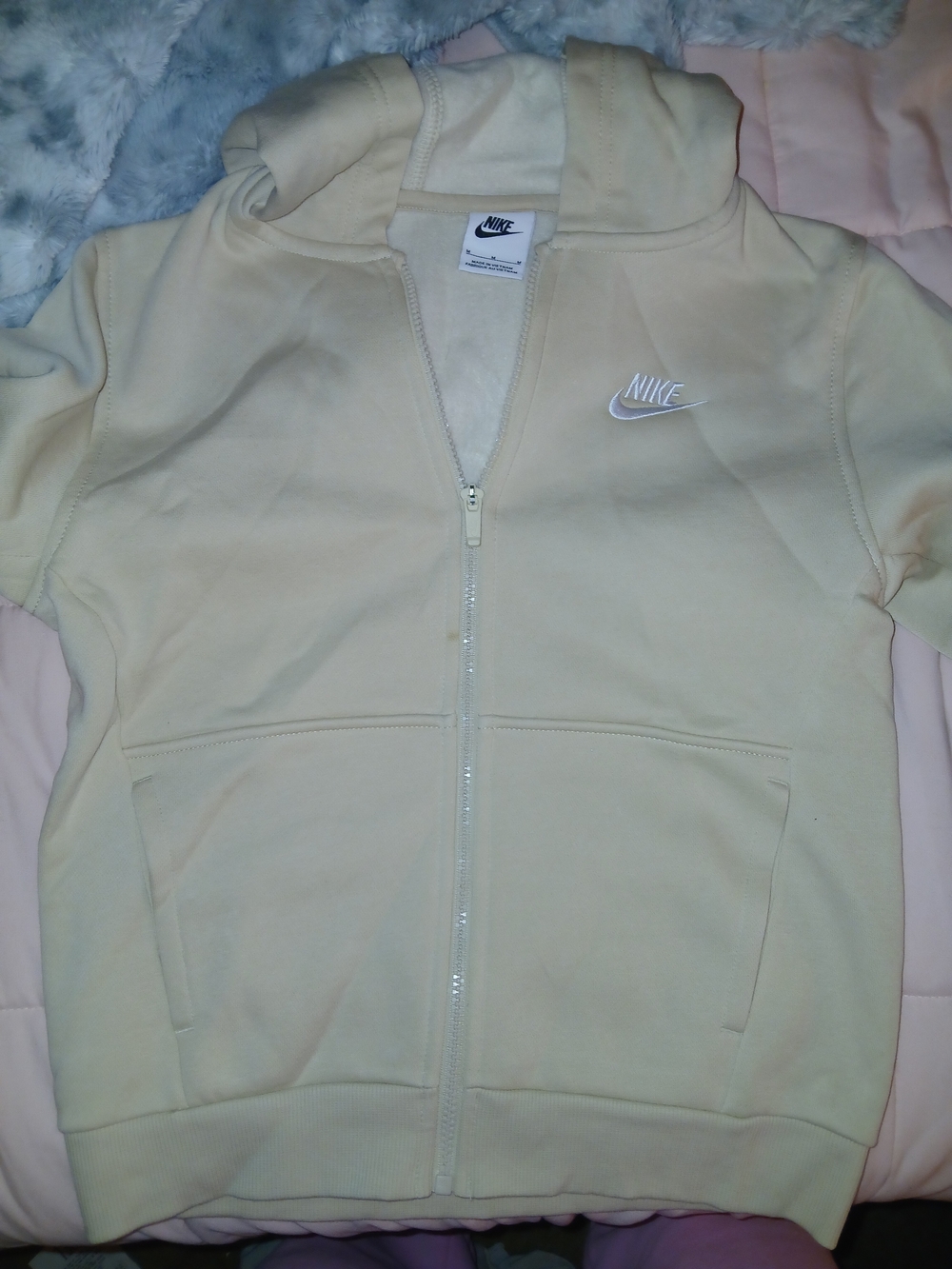 Nike Kids Cream Full-Zip Hoodie with Hood